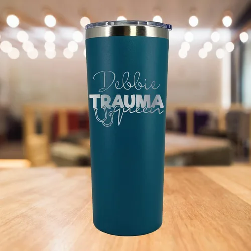 Vista 3 de AVITO Vaso EMT personalizado de 22 onzas, acero inoxidable, incluye popote y tapa, grabado con láser, regalo personalizado para EMT, regalos EMT