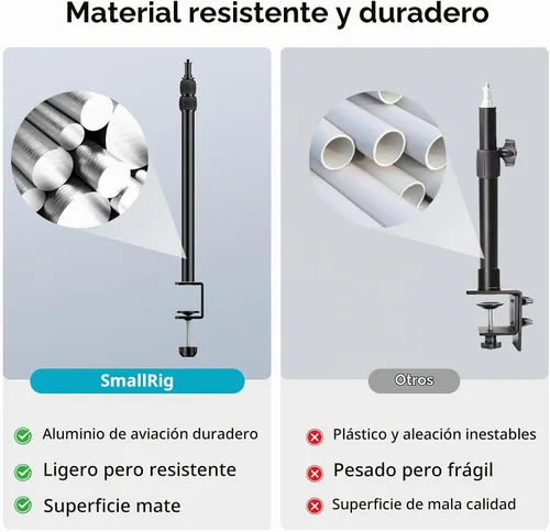 Vista 6 de SMALLRIG Soporte C para cámara, trípode de mesa ajustable de 15 a 35 pulgadas Tabletop C Clamp Light Stand for Webcam, DSLR Camera, Ring Light