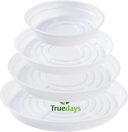 Vista 4 de TRUEDAYS 10 Inch 5 Pack Black Plant Saucers Flower Pot Tray Excellent for Indoor & Outdoor Plants
