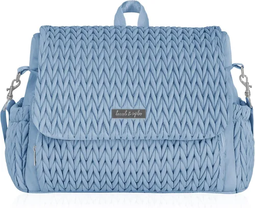 Vista 8 de Hannah & Sophia Belle - Mochila y bolsa convertible para pañales para bebé en color negro, tamaño grande, tapete cambiador resistente al agua