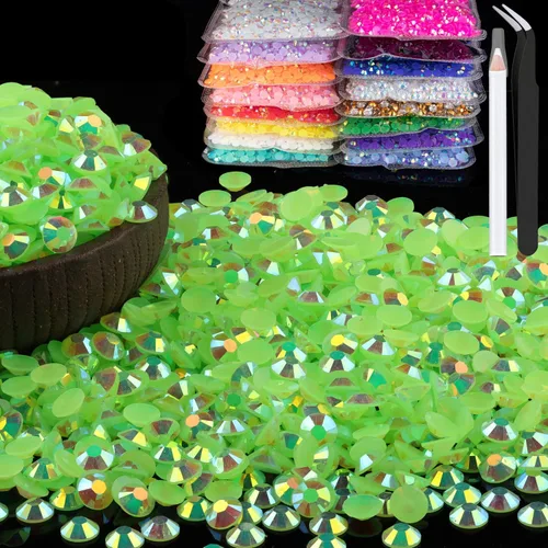 Vista 47 de 15000 diamantes de imitación de resina de 0.079 pulgadas a granel, diamantes de imitación de gelatina redondos negros con parte trasera plana, gemas