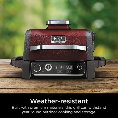 Vista 8 de Ninja OG701 Woodfire - Parrilla y ahumador para exteriores, parrilla principal 7 en 1, ahumador de barbacoa, freidora de aire más hornear, asar