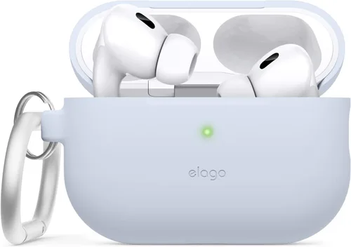 Vista 13 de elago Funda compatible con AirPods Pro 2 (2022), funda de silicona con llavero, LED frontal visible, soporta carga inalámbrica [negro]