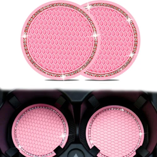 Vista 2 de Marcos de matrícula para mujer, 1 unidad, diamantes de imitación 1 paquete rosa (no caja de regalo)