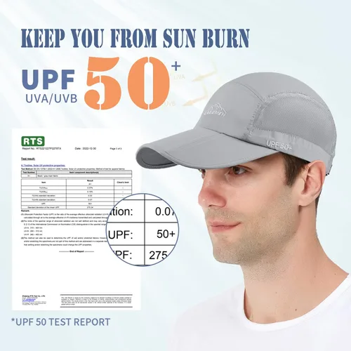 Vista 20 de ELLEWIN Gorra de béisbol unisex UPF 50 sin estructura, con pico grande y plegable