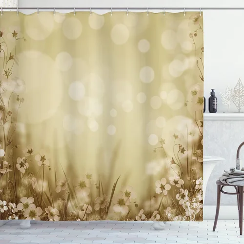 Vista 27 de Ambesonne set de cortina para baño decorativa de tela de poliéster con ganchos