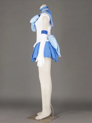 Vista 3 de OURCOSPLAY - Disfraz de Sailor Moon Mercury Mizuno Ami Battle para mujer 6 piezas