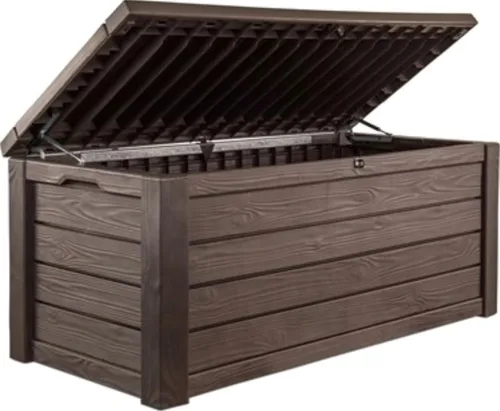 Vista 16 de Keter Astoria 150 Gal Outdoor Storage Box for Patio and Pool Accessories Grey, Resin, Large, Weatherproof, Lockable, Hydraulic Pistons, Easy