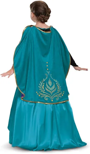 Vista 2 de Disfraz de Disney Frozen 2 Anna para niñas, vestido glam de prestigio y atuendo de capa