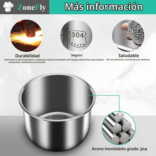 Vista 7 de ZoneFly para Instant Pot Inserto de Repuesto para Olla Interior de 3 Qt, Revestimiento de Olla de Cocina de Acero Inoxidable con Superficie Pulida