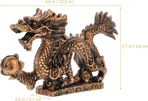 Vista 2 de Fengshui - Estatua de dragón del zodiaco chino 2024, escultura de dragón de resina para el hogar, oficina, decoración de mesa, recuerdo de bendición