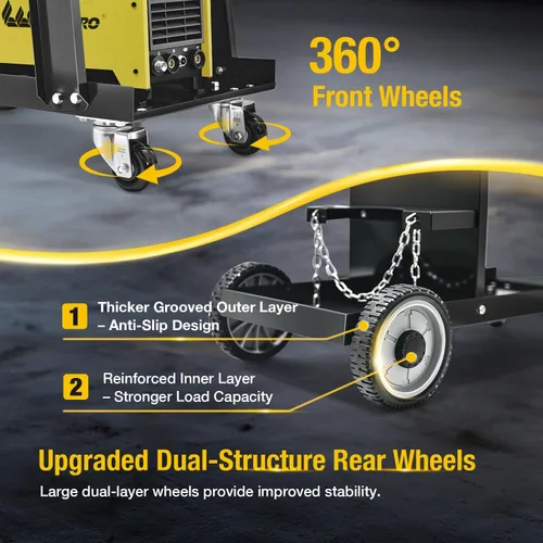 Vista 4 de Weldpro - Carro de soldadura para soldador MIG, soldador TIG y cortador de plasma, carrito de soldador resistente de 3 niveles con capacidad