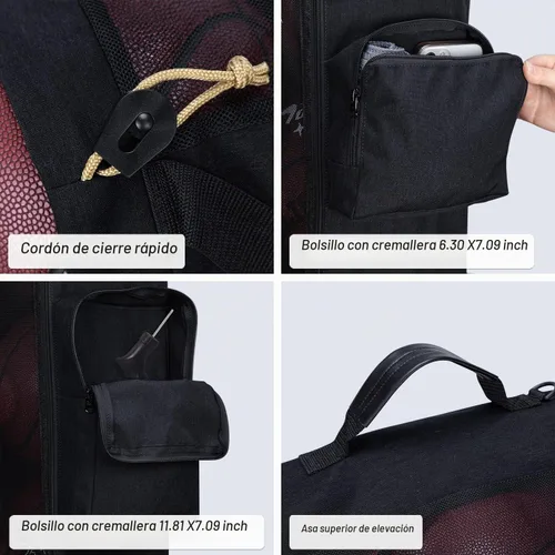 Vista 3 de VISEMAN Bolsa de equipo de malla para pelotas Bolsa de equipo deportivo resistente con diseño de correa de hombro ajustable para entrenamiento
