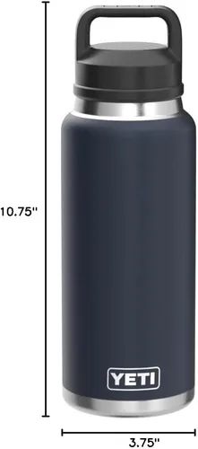 Vista 9 de YETI Rambler - Botella de 36 onzas, aislada al vacío, a prueba de fugas, de acero inoxidable con tapón para sorbos Aislamiento al vacío Azul marino