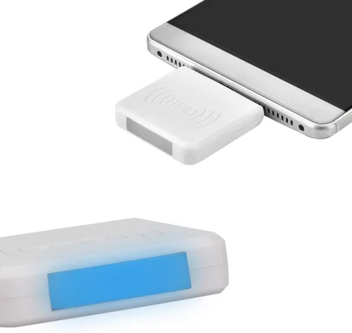 Vista 2 de Lector de tarjetas inteligentes sin contacto portátil, interfaz USB macho, IC/ID versión dual, lectura rápida de 0.2s, para PC, teléfono, tableta
