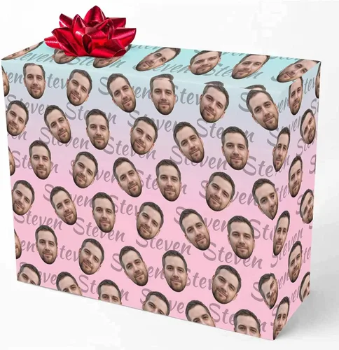 Vista 18 de M YESCUSTOM Papel de regalo con fotos personalizadas, papel de regalo para el Día de la Madre, Día del Padre, cumpleaños, Navidad