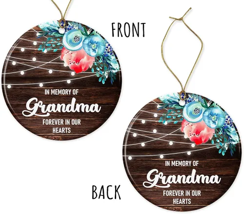 Vista 3 de Adorno de Navidad en memoria de la abuela – Regalo conmemorativo de recuerdo de la abuela – Regalo de cerámica decoración de vacaciones, regalo