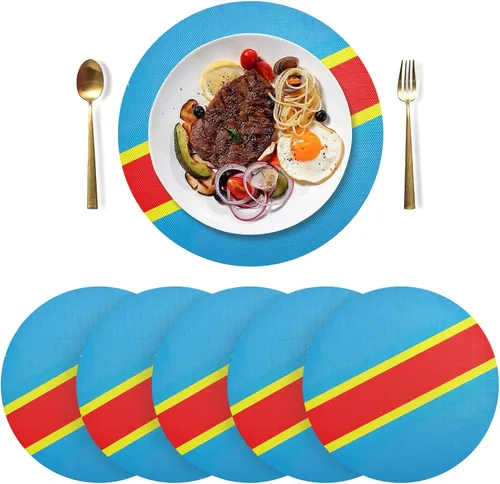 Vista 17 de Aruba Flag Round Table Placemats 15 Inch, Seasonal Table Mats Modern Place Mats for Dining, Kitchen, Parties, Camping