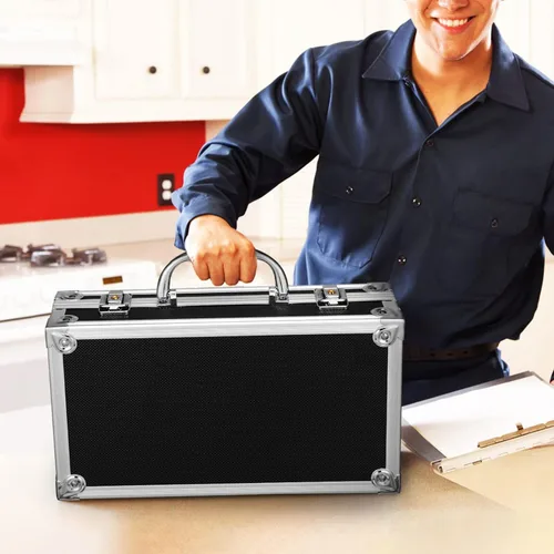 Vista 6 de DOITOOL Caja de herramientas portátil de aleación de aluminio con cerradura Estuche de almacenamiento multifuncional para herramientas e