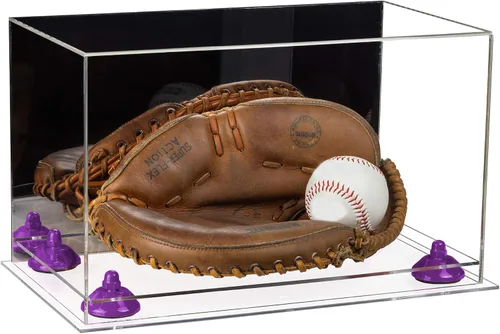Vista 9 de Better Display Cases Vitrina de guantes de béisbol de acrílico transparente con elevadores negros (A011/V16)