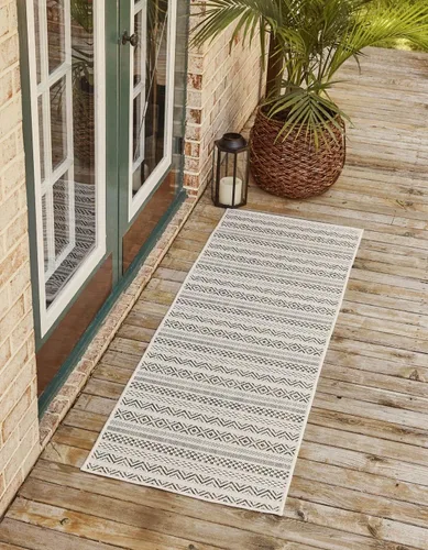 Vista 16 de Unique Loom Outdoor Striped Collection Alfombra de área - Maia (2' 2" x 3' 1" Rectángulo, Beige/Marfil)