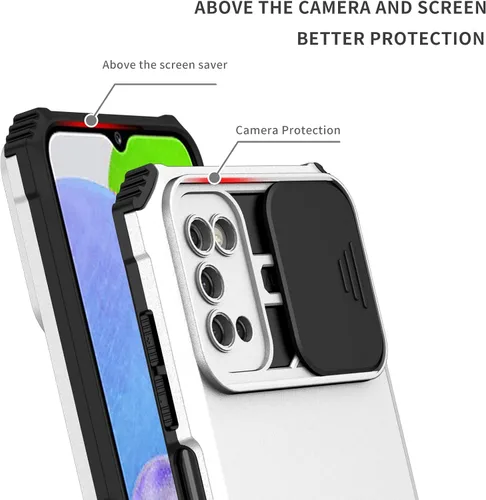 Vista 4 de Funda compatible con Redmi A1 4G, cubierta de lente de cámara deslizante integrada compatible con Redmi A2 4G con función atril 2 en 1 funda para bai