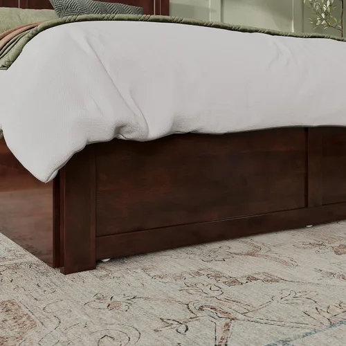 Vista 8 de AFI, Madison - Cama de plataforma Queen con pie de cama y cama nido Twin XL, nogal Nuez