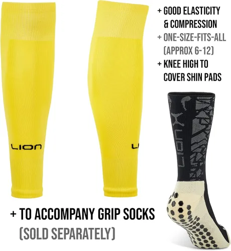 Vista 3 de Lion Sportswear Mangas de pierna para calcetines de fútbol para acompañar calcetines de agarre, se adapta sobre pantorrillasespinilleras, variedad