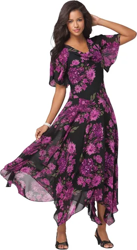 Vista 5 de Roaman's Vestido de lentejuelas florales de talla grande para mujer