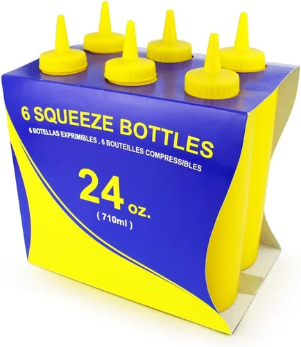 Vista 13 de New Star Foodservice 26283 - Botellas exprimibles de plástico, 8 onzas, rojas, paquete de 6