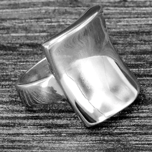 Vista 3 de Jude Jewelers Anillo de acero inoxidable chapado en oro de 18 quilates con forma curvada, estilo grueso, cóctel, fiesta, boda, Metal, Zirconia cúbica