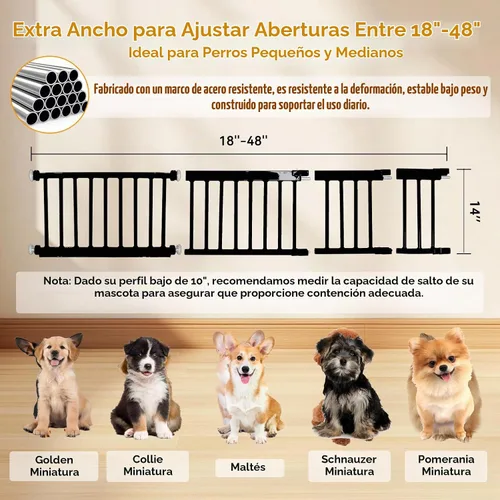 Vista 2 de Puerta para Perros, SHYUJAJIE Puerta Corta Ajustable Extra Ancha para Perros, Puerta Pequeña para Mascotas con 4 Kits de Extensión, Montada a Negro