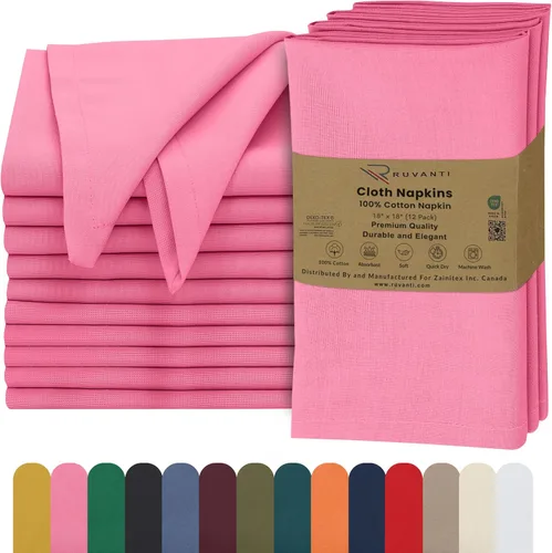 Vista 27 de Ruvanti - Servilletas de tela, paquete de 6, 45x45 centímetros, 100% algodón, lavables, suaves y absorbentes, perfectas para bodas, cenas de Belleza