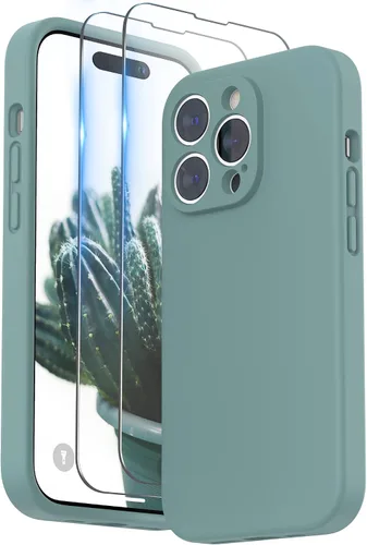 Vista 10 de SURPHY Funda diseñada para iPhone 14 Pro Max con protector de pantalla, (con protección de cámara y forro de microfibra suave), funda de silicona