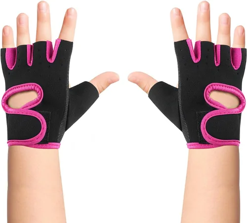 Vista 9 de Luwint Guantes de entrenamiento sin dedos para niños, guantes antideslizantes de fitness para niños, ciclismo, yoga, levantamiento de pesas, 1 par