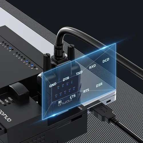 Vista 9 de Adaptador USB a RS232, 9 LED de estado, puerto serie DB9
