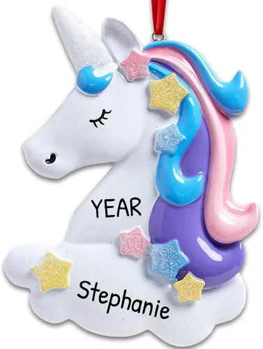 Vista 11 de Adornos de Navidad Personalizados de Carrusel 2025 - Adornos Personalizados de Carrusel de Navidad Adorno de Unicornio Personaje para Niñas Niña