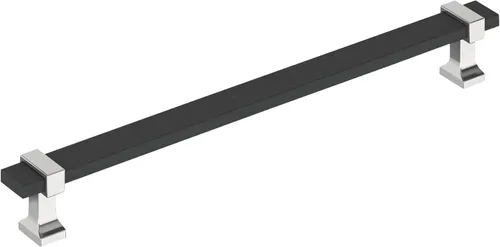 Vista 17 de Amerock Overton - Tirador para gabinete de 96 mm de centro a centro en acabado negro mate cepillado/bronce champán, BP36681BMBCZ