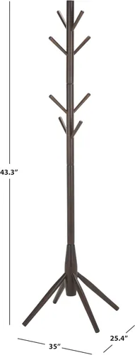 Vista 4 de SAFAVIEH Home Collection - Perchero de nogal oscuro Sergius, árbol de pasillo independiente de madera maciza (STG8500B)