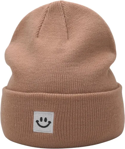 Vista 3 de 55cube Gorros de invierno unisex cálidos de punto grueso con puños Apricot Crush
