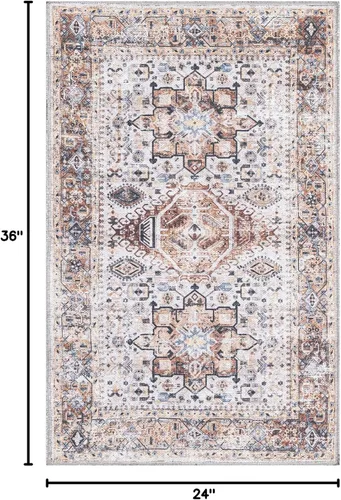 Vista 2 de Unique Loom Yara Collection - Sunil - Alfombra rectangular (2 x 3 pies, rectangular, marfil almendra/negro)