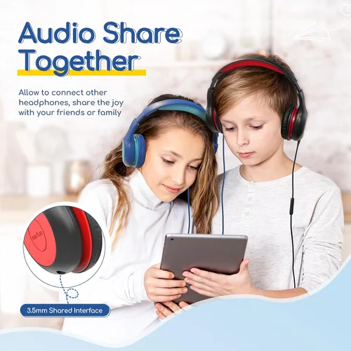 Vista 7 de EarFun K1 - Auriculares para niños con cable con micrófono, auriculares
