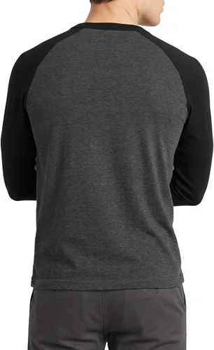 Vista 3 de Camiseta de béisbol raglán para hombre, de algodón, dos tonos, casual, atlética
