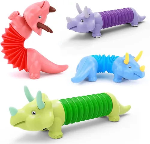 Vista 5 de Kryfa - Tubos telescópicos de animales con ventosa, juguetes para ansiedad para niños y adultos, paquete de 5 Animals Pop Tube, Road Trip