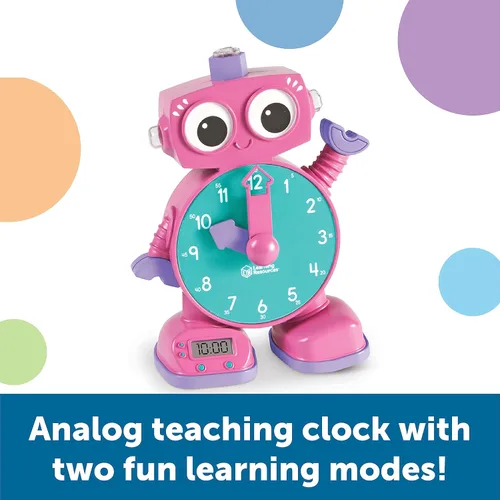 Vista 2 de Learning Resources Tock The Learning Clock Pink - Reloj digital para el aula, aprender la hora, temporizador para niños, elementos esenciales
