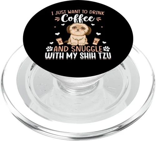 Vista 7 de Bebe café y acurrucarse con Shih Tzu Dog Lover Graphic PopSockets intercambiable PopGrip