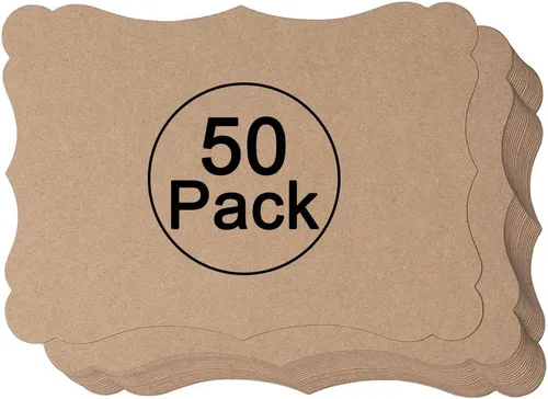 Vista 10 de Paquete de 50 tarjetas de kraft en blanco de cartulina gruesa marrón, tarjetas de felicitación para manualidades, tarjetas de regalo, menús, baby