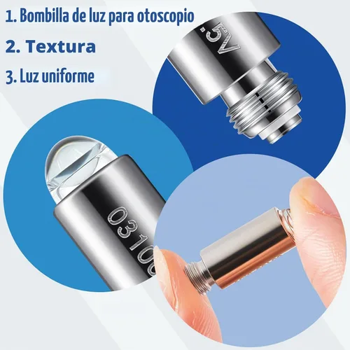 Vista 3 de Funtery 2 bombillas halógenas de repuesto compatibles con Welch Allyn, lámpara de 3.5 V tipo 03100-u para otoscopio Lámpara de repuesto compatible