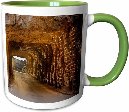 Vista 10 de 3dRose Tunnel on Iron Mountain Road at Sunset 11oz Two-Tone Black Mug