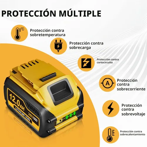 Vista 4 de 1 paquete de 12.0 Ah DCB609 compatible con herramientas Dewalt de 20 V/60 V, repuesto para batería Dewalt de 20 V/60 V DCB606 DCB609 DCB200 DCB206